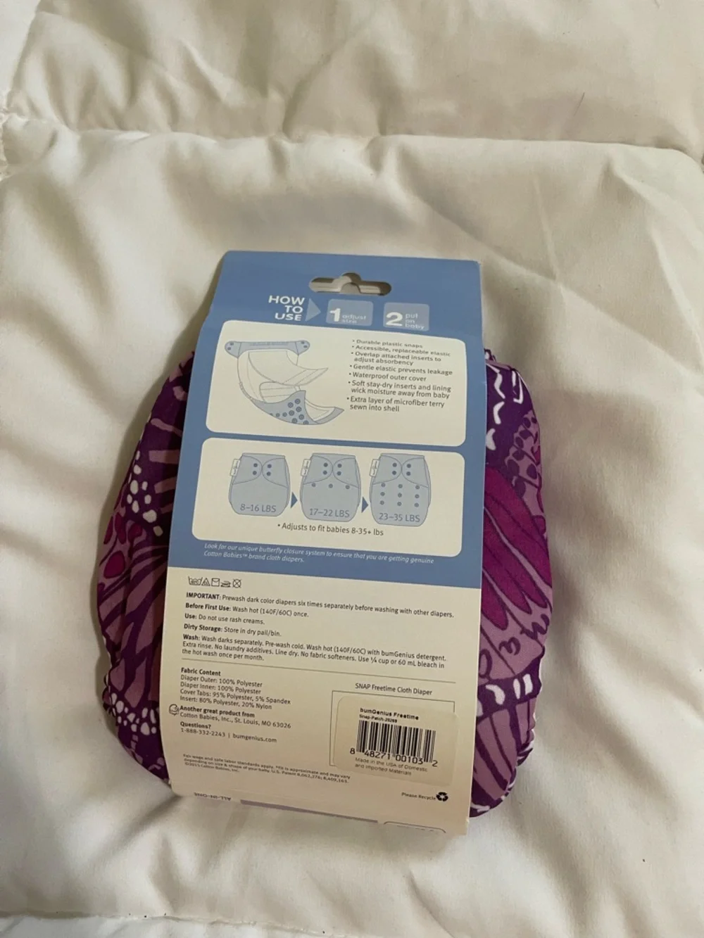 BumGenius Purple Patterned Freetime All-In-One Diaper Cover